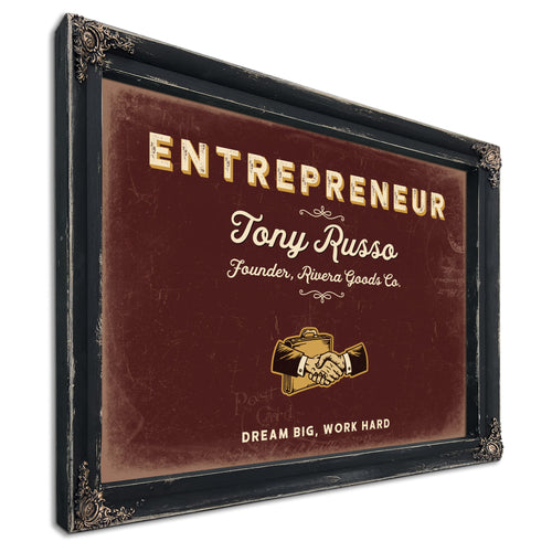 Personalized Entrepreneur Sign, Dream Big, Work Hard, Oxblood & Gold, image 1