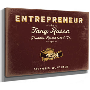 Personalized Entrepreneur Sign, Dream Big, Work Hard, Oxblood & Gold, image 8