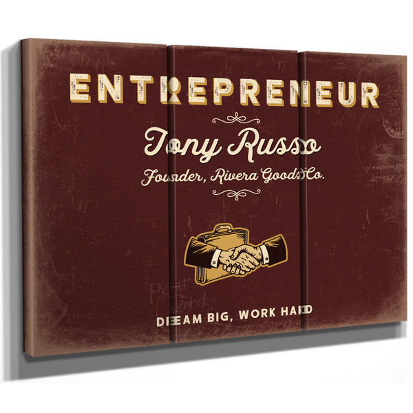 Personalized Entrepreneur Sign, Dream Big, Work Hard, Oxblood & Gold, image 14