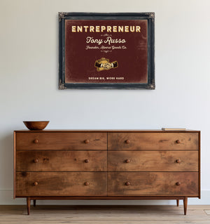 Personalized Entrepreneur Sign, Dream Big, Work Hard, Oxblood & Gold, image 19