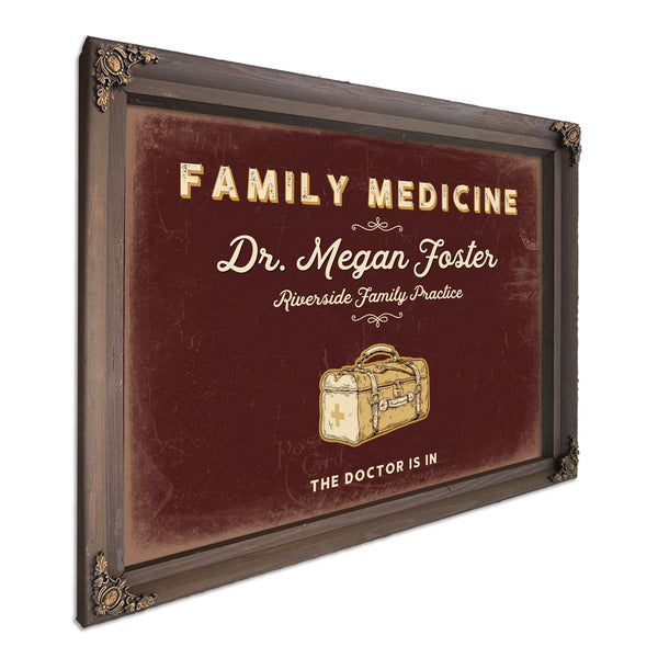 Personalized Family Medicine Sign, The Doctor Is In, Oxblood & Gold, image 7