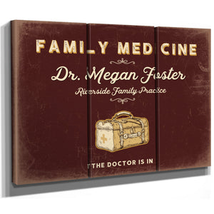 Personalized Family Medicine Sign, The Doctor Is In, Oxblood & Gold, image 14
