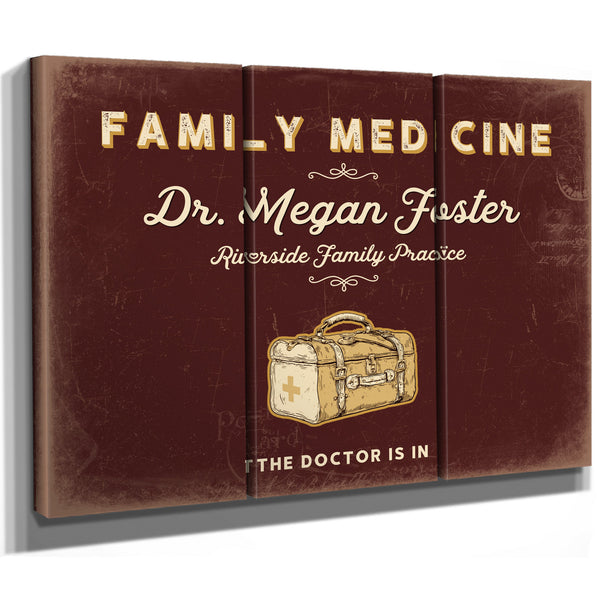 Personalized Family Medicine Sign, The Doctor Is In, Oxblood & Gold, image 14