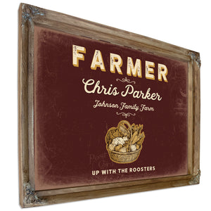 Personalized Farmer Sign, Up With the Roosters, Oxblood & Gold, image 6