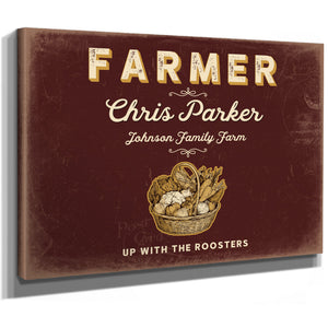 Personalized Farmer Sign, Up With the Roosters, Oxblood & Gold, image 8