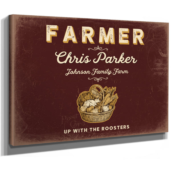 Personalized Farmer Sign, Up With the Roosters, Oxblood & Gold, image 8