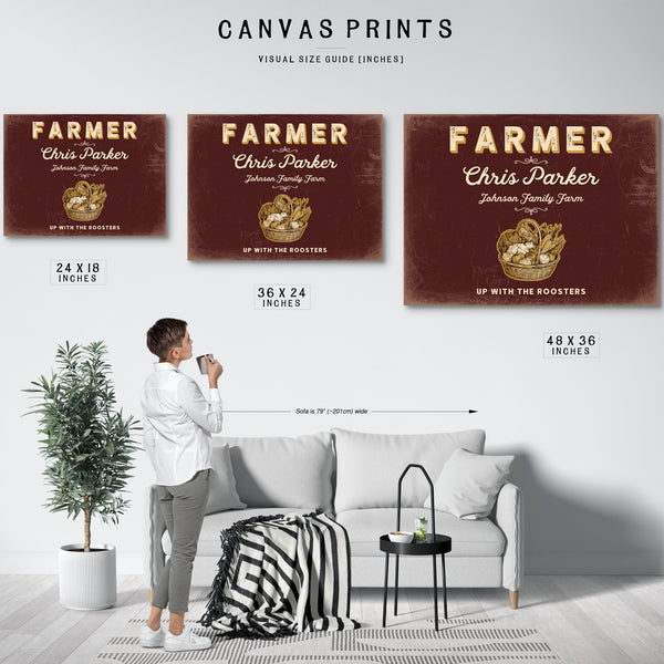Personalized Farmer Sign, Up With the Roosters, Oxblood & Gold, image 10