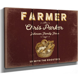Personalized Farmer Sign, Up With the Roosters, Oxblood & Gold, image 14