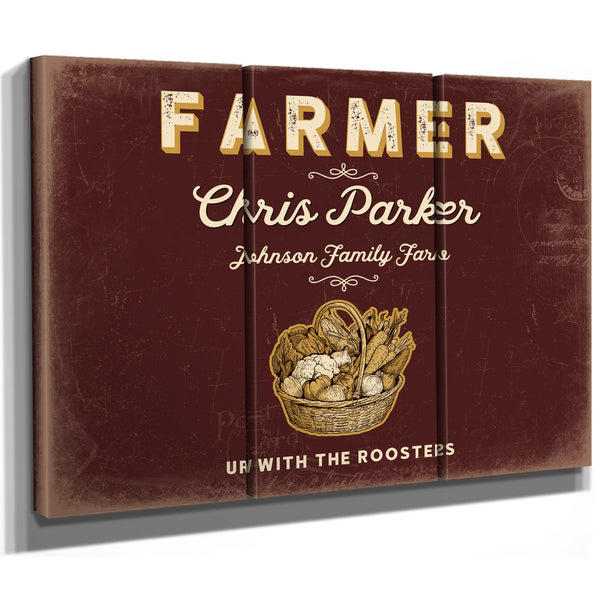 Personalized Farmer Sign, Up With the Roosters, Oxblood & Gold, image 14