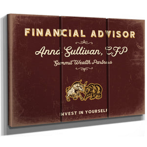 Personalized Financial Advisor Sign, Invest in Yourself, Oxblood & Gold, image 14