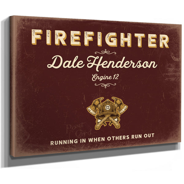 Personalized Firefighter Sign, Running In When Others Run Out, Oxblood & Gold, image 8