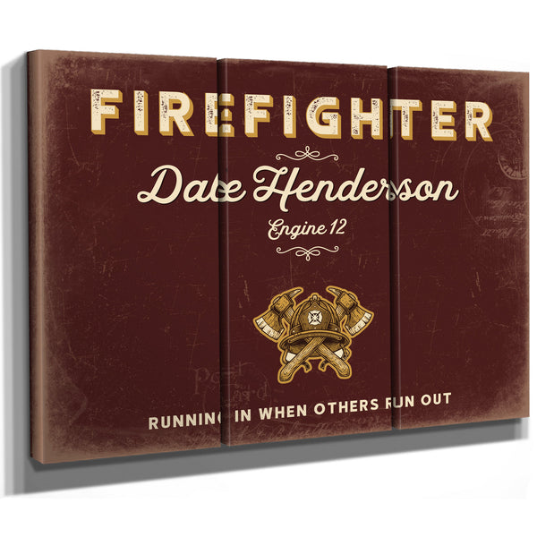 Personalized Firefighter Sign, Running In When Others Run Out, Oxblood & Gold, image 14