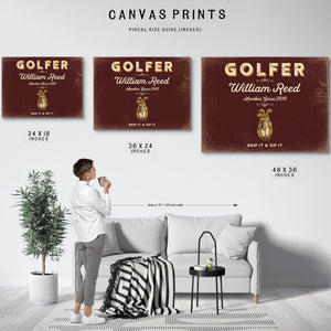Personalized Golfer Sign, Grip It & Sip It, Oxblood & Gold, image 10