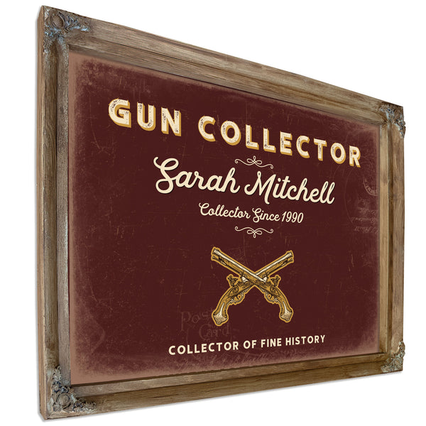 Personalized Gun Collector Sign, Collector of Fine History, Oxblood & Gold, image 6