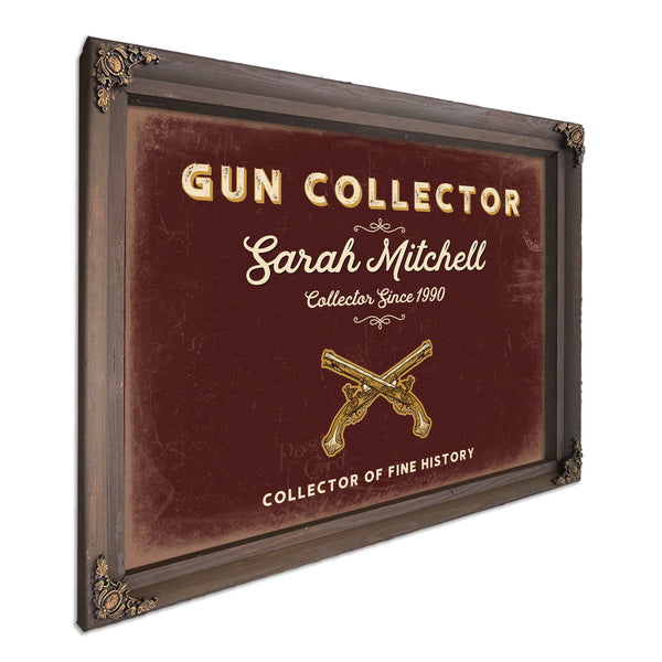 Personalized Gun Collector Sign, Collector of Fine History, Oxblood & Gold, image 7