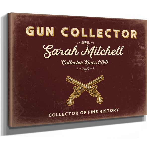 Personalized Gun Collector Sign, Collector of Fine History, Oxblood & Gold, image 8