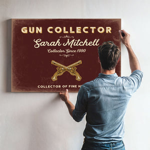 Personalized Gun Collector Sign, Collector of Fine History, Oxblood & Gold, image 9