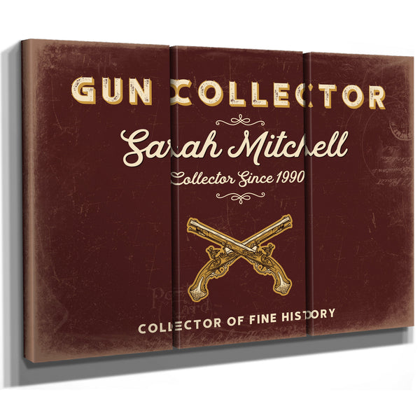 Personalized Gun Collector Sign, Collector of Fine History, Oxblood & Gold, image 14