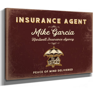 Personalized Insurance Agent Sign, Peace of Mind Delivered, Oxblood & Gold, image 8