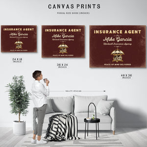 Personalized Insurance Agent Sign, Peace of Mind Delivered, Oxblood & Gold, image 10