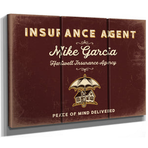 Personalized Insurance Agent Sign, Peace of Mind Delivered, Oxblood & Gold, image 14