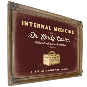 Personalized Internal Medicine Sign, It's What's Inside That Counts, Oxblood & Gold, image 6