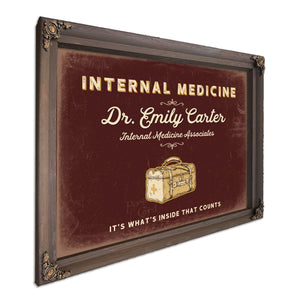 Personalized Internal Medicine Sign, It's What's Inside That Counts, Oxblood & Gold, image 7