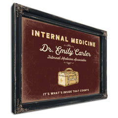 Personalized Internal Medicine Sign, It's What's Inside That Counts, Oxblood & Gold, image 1