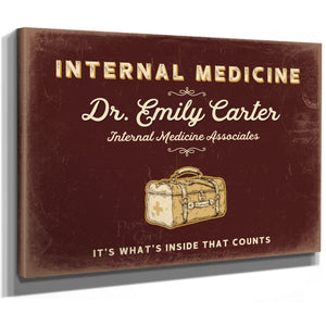 Personalized Internal Medicine Sign, It's What's Inside That Counts, Oxblood & Gold, image 8
