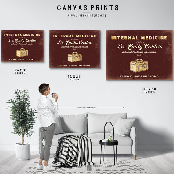 Personalized Internal Medicine Sign, It's What's Inside That Counts, Oxblood & Gold, image 10