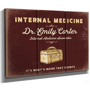 Personalized Internal Medicine Sign, It's What's Inside That Counts, Oxblood & Gold, image 14