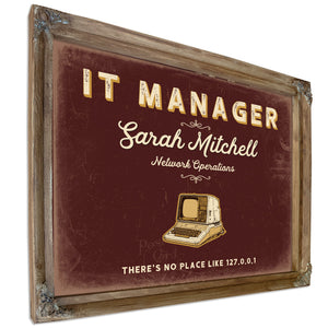 Personalized IT Manager Sign, There's No Place Like 127.0.0.1, Oxblood & Gold, image 6