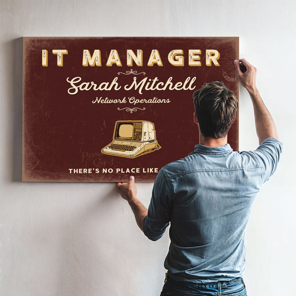 Personalized IT Manager Sign, There's No Place Like 127.0.0.1, Oxblood & Gold, image 9
