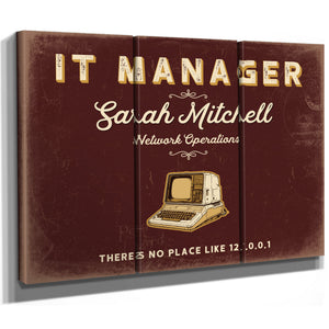 Personalized IT Manager Sign, There's No Place Like 127.0.0.1, Oxblood & Gold, image 14