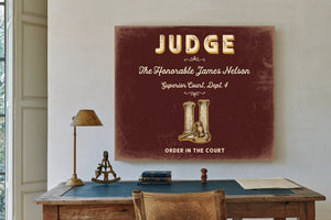 Personalized Judge Sign, Order in the Court, Oxblood & Gold, image 2