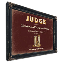 Personalized Judge Sign, Order in the Court, Oxblood & Gold, image 1