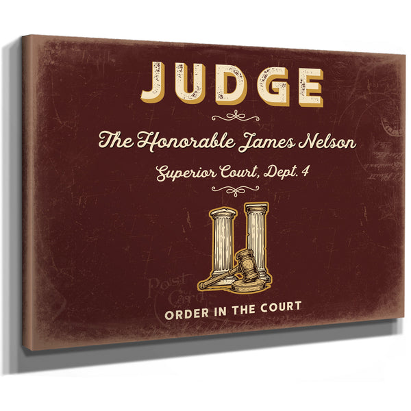 Personalized Judge Sign, Order in the Court, Oxblood & Gold, image 8