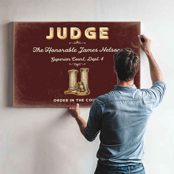 Personalized Judge Sign, Order in the Court, Oxblood & Gold, image 9