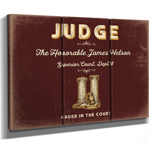 Personalized Judge Sign, Order in the Court, Oxblood & Gold, image 14