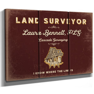 Personalized Land Surveyor Sign, I Know Where the Line Is, Oxblood & Gold, image 14