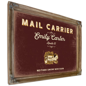 Personalized Mail Carrier Sign, Neither Snow Nor Rain, Oxblood & Gold, image 6