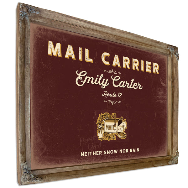 Personalized Mail Carrier Sign, Neither Snow Nor Rain, Oxblood & Gold, image 6