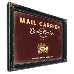 Personalized Mail Carrier Sign, Neither Snow Nor Rain, Oxblood & Gold, image 1