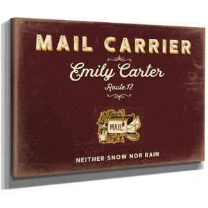Personalized Mail Carrier Sign, Neither Snow Nor Rain, Oxblood & Gold, image 8