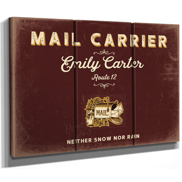 Personalized Mail Carrier Sign, Neither Snow Nor Rain, Oxblood & Gold, image 14