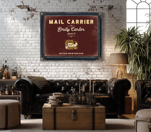 Personalized Mail Carrier Sign, Neither Snow Nor Rain, Oxblood & Gold, image 18