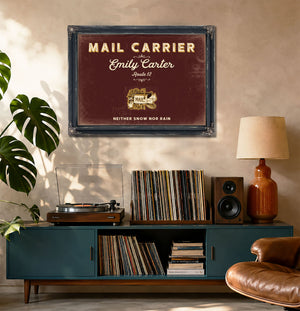 Personalized Mail Carrier Sign, Neither Snow Nor Rain, Oxblood & Gold, image 20