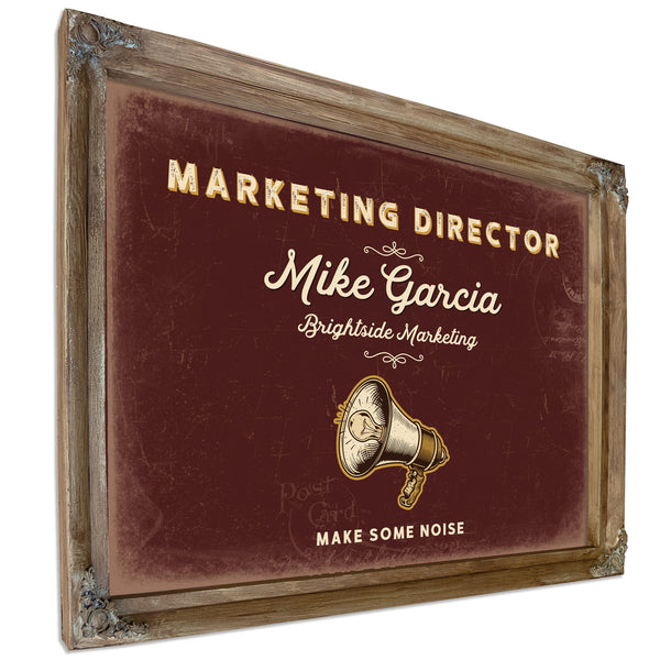 Personalized Marketing Director Sign, Make Some Noise, Oxblood & Gold, image 6