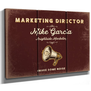 Personalized Marketing Director Sign, Make Some Noise, Oxblood & Gold, image 14