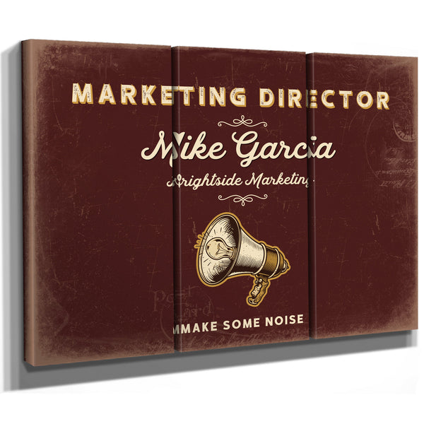 Personalized Marketing Director Sign, Make Some Noise, Oxblood & Gold, image 14